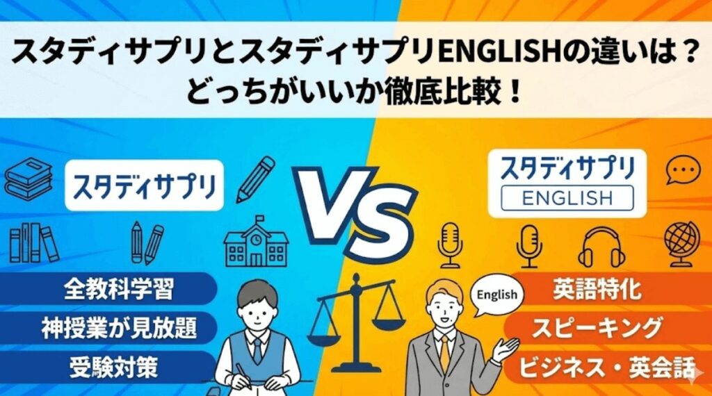 スタディサプリとスタディサプリENGLISHの違いは？どっちがいいか徹底比較！